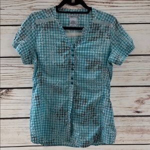 ExOfficio Womens Short Sleeve Top Medium Blue White